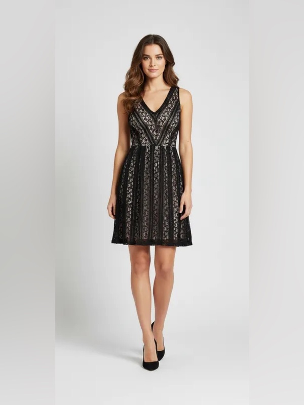 Moulinette Soeurs Black Lace V-Neck Mini Dress Anthropologie